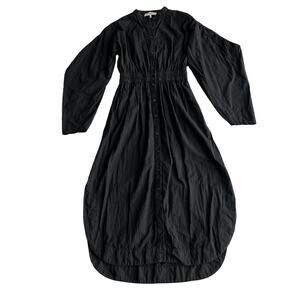 Sea New York‎ Alma 100% Cotton Button Up Shaped Sleeve Black Midi Dress sz 2